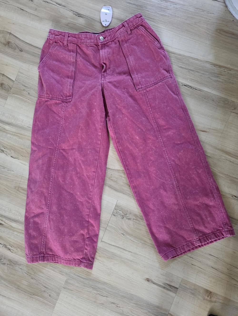 Purple Acid Wash Wide Leg Jeans Pants Scoop Mr Slouchy 12 NWT Womens